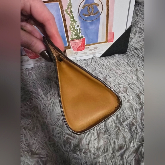 Celine Brown & Gold Vintage Signiture Monogram Small Clutch/Crossbody (EUC)(D03) - Picture 4 of 9